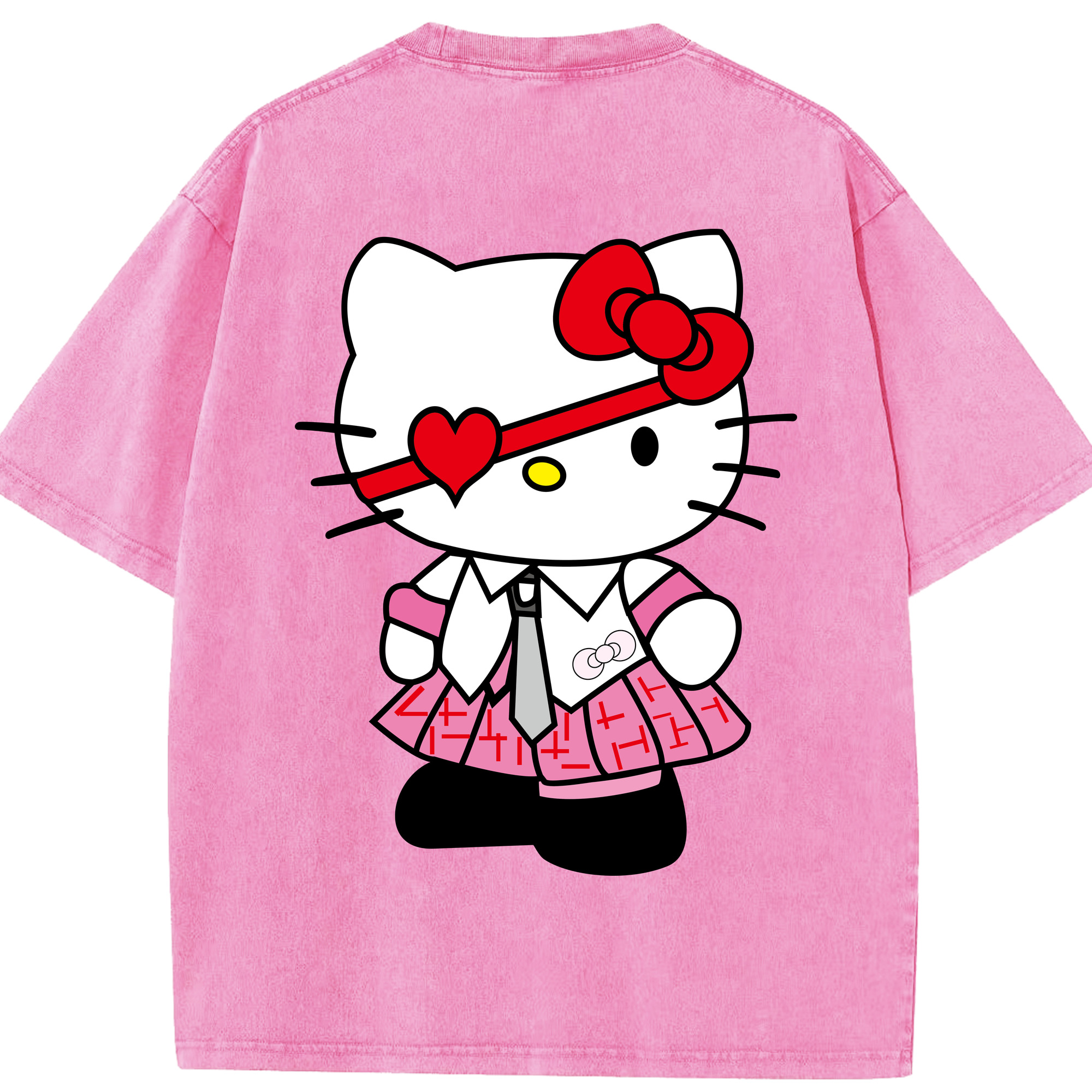 （画像用） Hello Kitty ハローキティ 綿100% ヴィンテージ風 半袖Tシャツ（背面プリント）